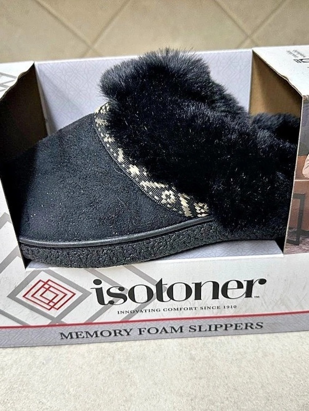 isotoner Women's Velour with Faux Fur Valerie Clog Slipper Valerie Clog Slipper(